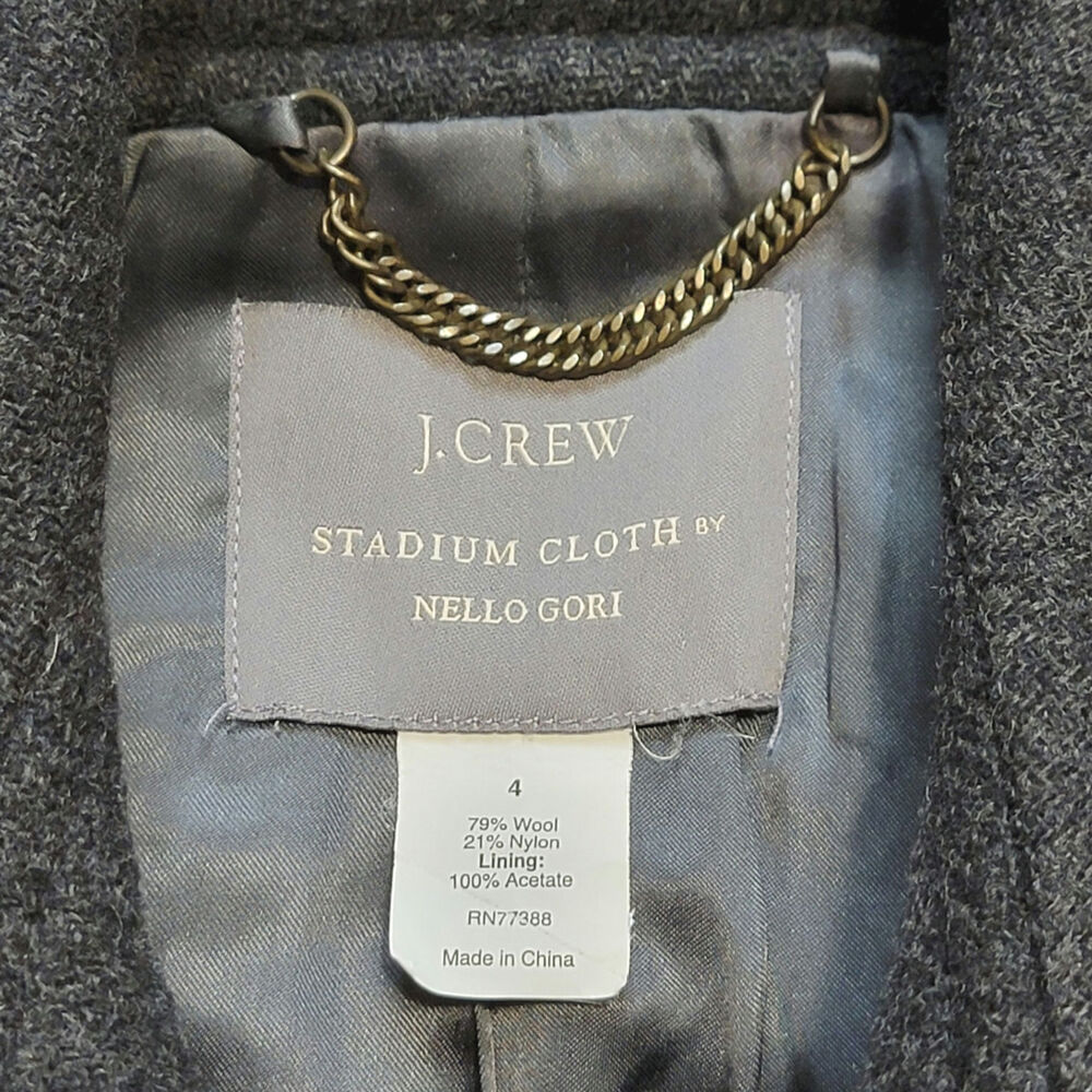 J Crew Stadium Cloth by Nello Gori Peacoat Double Breasted Wool Gray Size 4 - Picture 14 of 16